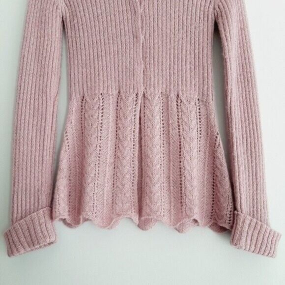 Pink Ribbed Knit Women's Cardigan - Picture 4 of 9